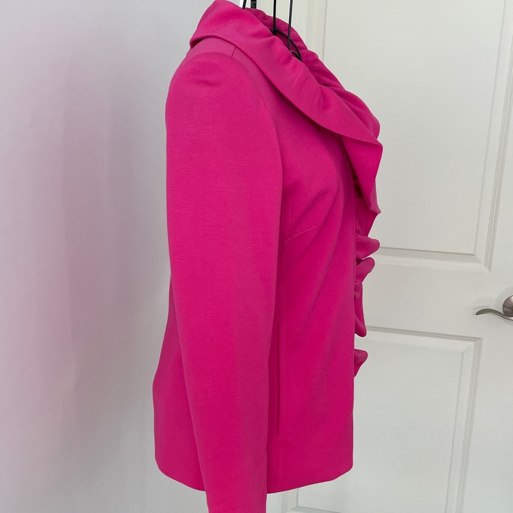 INC Hot Pink Jacket Blazer Ruffle Detail Size XS - Picture 4 of 6
